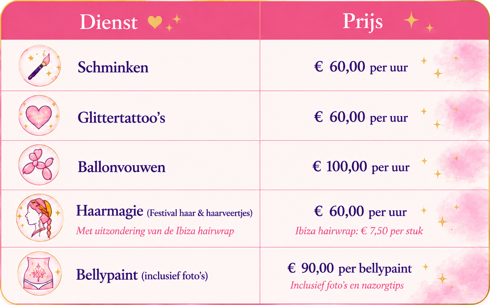 Schminken Friesland prijzen